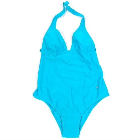 Agua Doce one piece swim suit plunge neck blue - Picture 1 of 6
